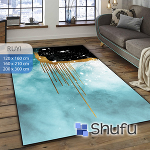 Shufu moderne flanelle tapis antidérapant thermo plastique caoutchouc lavable en Machine abstrait tapis ensembles maisons occupées imprimé Polyester - Product Image 2