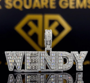 Pendentif Hip Hop personnalisé, pendentif en moissanite glacé rond brillant et taille baguette, pendentif Hip Hop en argent sterling 925 pour hommes - Product Image 1