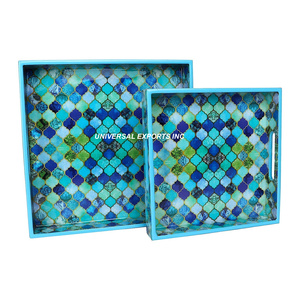 Bandeja DE SERVICIO DE MADERA cuadrada ecológica hecha a mano, plato de chocolate de lujo con pegatina decorativa, nuevo diseño clásico y elegante - Product Image 4