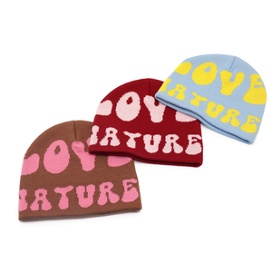 Bonnet en tricot personnalisable à 100 %, réglable, avec votre propre motif, sans revers, logo jacquard personnalisé, bonnet en acrylique 100 %, hiver - Product Image 4