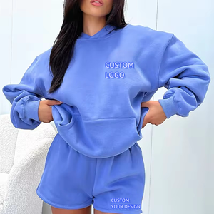 Sudadera con capucha chándal de gran tamaño Unisex pantalones de chándal Conjunto Polar algodón chándal hombres personalizado chándal contraste Color pantalones cortos conjunto - Product Image 4