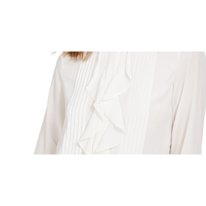 Top in Chiffon a Maniche Lunghe da Donna Calvin Klein, Silhouette Dritta in Bianco - Disponibile nelle Taglie Petite e Large - Product Image 3