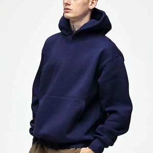 2025 Otoño Invierno de gran tamaño grueso con capucha pulóver de marca de moda para hombre sudadera de colores sólidos estilo americano letra de punto - Product Image 4
