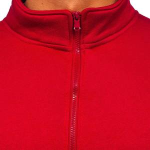 100% algodón polar diseño de moda OEM Logo algodón sólido rojo cremallera completa cuello alto chaqueta térmica para hombre - Product Image 6