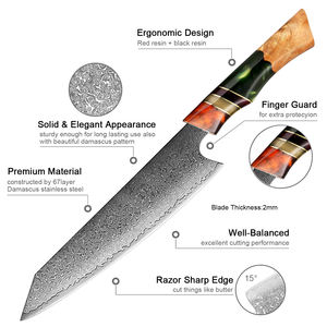 Venta al por mayor personalizado de alta calidad OEM ODM cuchillo Damasco de acero inoxidable corte afilado carne vegetal cocina Chef herramientas de cocina - Product Image 3