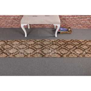 Turkish Rug, 1.8x9.6 ft Runner Rug, <b>Brown</b> Purple <b>Wool</b> Rug - Product Image 3