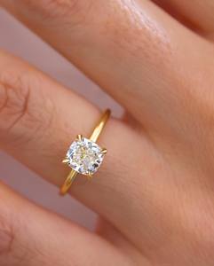 8mm Cushion Cut Diamond Engagement <b>Ring</b> | <b>Solitaire</b> Bridal Wedding <b>Ring</b> | Sterling <b>Silver</b> 18K Gold Plating Minimalist <b>Ring</b> - Product Image 4