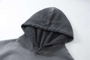 เสื้อฮู้ดผ้าฝ้าย100% ล้างกรดชุดไฮสตรีทสูงเสื้อฮู้ดแบบเก่าโอเวอร์ไซส์ทำจากหินแบบวินเทจกำหนดเองว่างเปล่า - Product Image 5