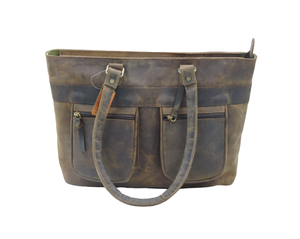 Bolso de Mano Personalizable de Cuero de Búfalo Vintage para Mujer, Bolso Personalizado de Hombro, Forro Interior de Lona, Dos Bolsillos Delanteros - Product Image 2