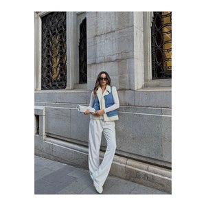 Gilet in Denim da donna con interno in pelliccia di orsacchiotto e gilet elegante tascabile - Product Image 5