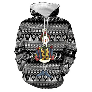 Christmas Oversized 3D for Puff Print Hoodie for Men 100% Cotton Embroidered Modest Pullover - Product Image 4