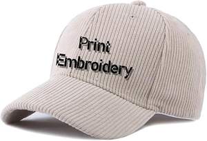 Gorra de Béisbol de Pana de 6 Paneles, Deportiva, de 5 Paneles, Lisa, Informal, con Logotipo Bordado, Impermeable, Tejido Espigado, Dobby, 100% Algodón, Metal - Product Image 3