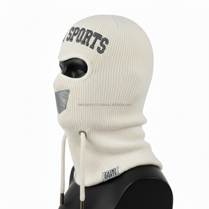 Pasamontañas de Moda para Mujer, de Alta Calidad, en Acrílico y Algodón, Tejido de Punto Acanalado, Cálido y Acogedor, Color Neutro, con Logotipo Personalizado - Product Image 3