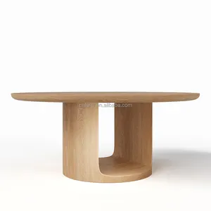 Luxus-Modernmöbelset mit 6 Stühlen Luxus-Tisch mit Rundholz und Eichenholz massiver Holz-Esstisch für 8 Personen