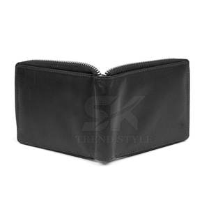 Porte-cartes en cuir personnalisé avec logo, vente en gros, portefeuille zippé en cuir uni, prix attractif - Product Image 4