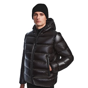 Hot Selling Customized Men's Winter Waterproof Hooded Puffer Jacket <b>Canvas</b> Embroidery Your Logo Color Size Options Custom Made - Product Image 4