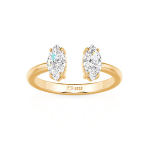 แหวนเปิดประดับเพชรทรงมาร์คีส์เคลือบทองคำสีกุหลาบสองเม็ดจาก Jeulia - Product Image 3