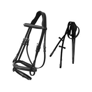 Bride d'essorage avec bride marron rembourrée noire Tuyauterie à essence Obstacles équins de haute qualité Spectacle de produits équestres - Product Image 3