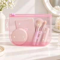 Pochette cosmétique transparente en PVC personnalisée avec fermeture éclair, sac à maquillage en PVC transparent avec logo, pochette en plastique pour le voyage, rangement de cosmétiques et articles de toilette