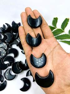 Nueva venta al por mayor negro obsidiana media luna cuarzo bolsillo Piedra Rosa Cuarzo ágata curación bola de cristal tallada a mano Hada Feng - Product Image 2