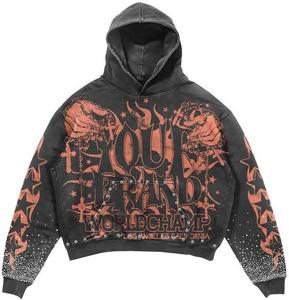 Ensemble de survêtement 2 pièces pour homme, impression graphique personnalisée, survêtement 100% coton, couture contractuelle, sweat-shirt et pantalon de survêtement - Product Image 3