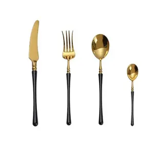 Juego de cucharas y tenedores, juego de cubiertos recubiertos de PVD de color latón y acero inoxidable, caja de regalo de mesa, embalaje disponible al mejor precio - Product Image 6