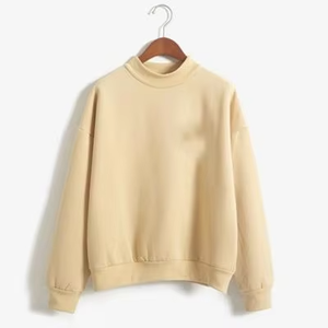 Pas cher prix Mockneck pour les femmes 100% coton matériel décontracté et Streetwear Style pull Mockneck sweat Logo personnalisé - Product Image 4