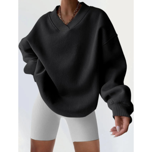 Sweat-shirt à capuche oversize pour femme, tendance 2025, en coton décontracté, col rond, épaules tombantes, style vintage, en molleton français, longueur longue - Product Image 5