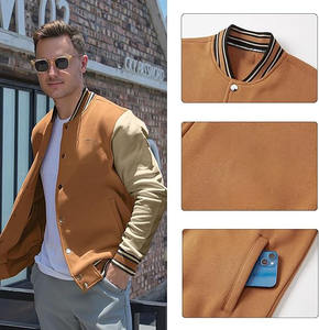 2025 Unisex de talla grande chaqueta universitaria de lona a la moda con logotipo personalizado soporte liso Letterman venta al por mayor chaqueta de hombre en blanco - Product Image 3