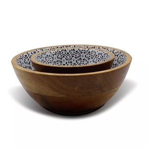 Bol en bois moderne et léger avec finition émaillée, en bois naturel écologique, pour salade, soupe, riz, service de table et fêtes - Product Image 6