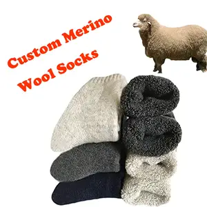 Зимние плотные шерстяные носки для мужчин и женщин, однотонные теплые носки из мериноса