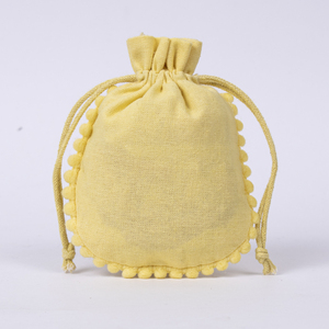 Personalizable Crema Favor de la boda Reciclable Indio Cordón Algodón Joyería Bolsa Hecho a mano Logo Embalaje Contenedor Almacenamiento - Product Image 1