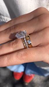 แหวนเพชรทรงรีเพาะเลี้ยงในห้องปฏิบัติการ ทองคำขาว 14k ตัวเรือนแบบหนามเตย น้ำหนัก 3.00-3.50 กะรัต พร้อมใบรับรอง IGI ดีไซน์ทันสมัย ปรับแต่งได้ - Product Image 2