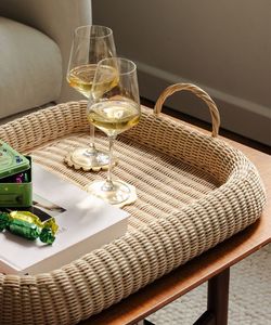 Bandeja de servicio de ratán hecha a mano para decoración del hogar de diseño único moderno o bandeja de caña o bambú a un precio razonable - Product Image 6