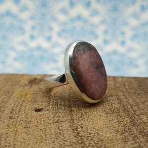 Anillo de piedra ovalada de Rodonita Natural de Plata de Ley 925, anillo hecho a mano, joyería de sello 925, anillo de piedras preciosas, joyería al por mayor - Product Image 5
