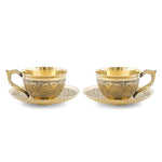 Tasse à thé en laiton avec soucoupes en métal, design gravé, service à thé traditionnel artisanal pour la maison, le bureau, la table - Product Image 3