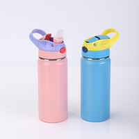 Botol Minum Anak Stainless Steel dengan Sedotan, Tutup Lipat, dan Pegangan untuk Sekolah, Grosir OEM