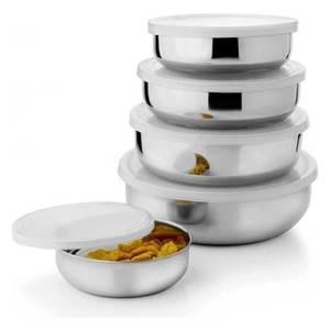 ABK IMPEX Juego de 5 Tapas Herméticas Clásicas de Acero Inoxidable Ecológicas con Tazones para Recuerdos de Fiesta - Product Image 1