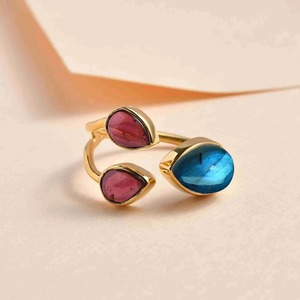 <b>Indian</b> Exporter Labradorite Red Garnet <b>Ring</b> Unique Dual Gemstone Jewellery for Spiritual Healing Available for Wholesale Supply - Product Image 3