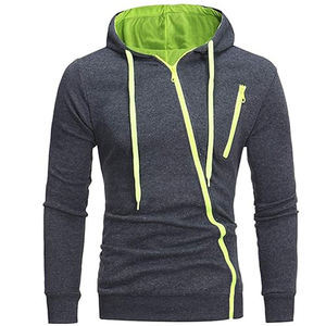 Sudaderas con Capucha Casuales con Cremallera de Diseño Personalizado para Hombre, Sudaderas con Capucha de Forro Polar para Invierno, de Algodón y Poliéster Grueso, Lisas y Teñidas - Product Image 1