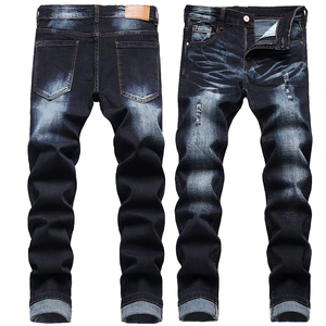 Nueva llegada de alta calidad de lavado vintage desgastado para hombre Pantalones vaqueros rasgados largos delgados pantalones de mezclilla rectos hombres pantalones Casuales - Product Image 6