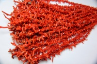 Perles brutes de bâton de corail rouge italien naturel perles de pierres précieuses de corail italien taille 30X4MM à 7X3MM 16'Inch fabrication de bijoux