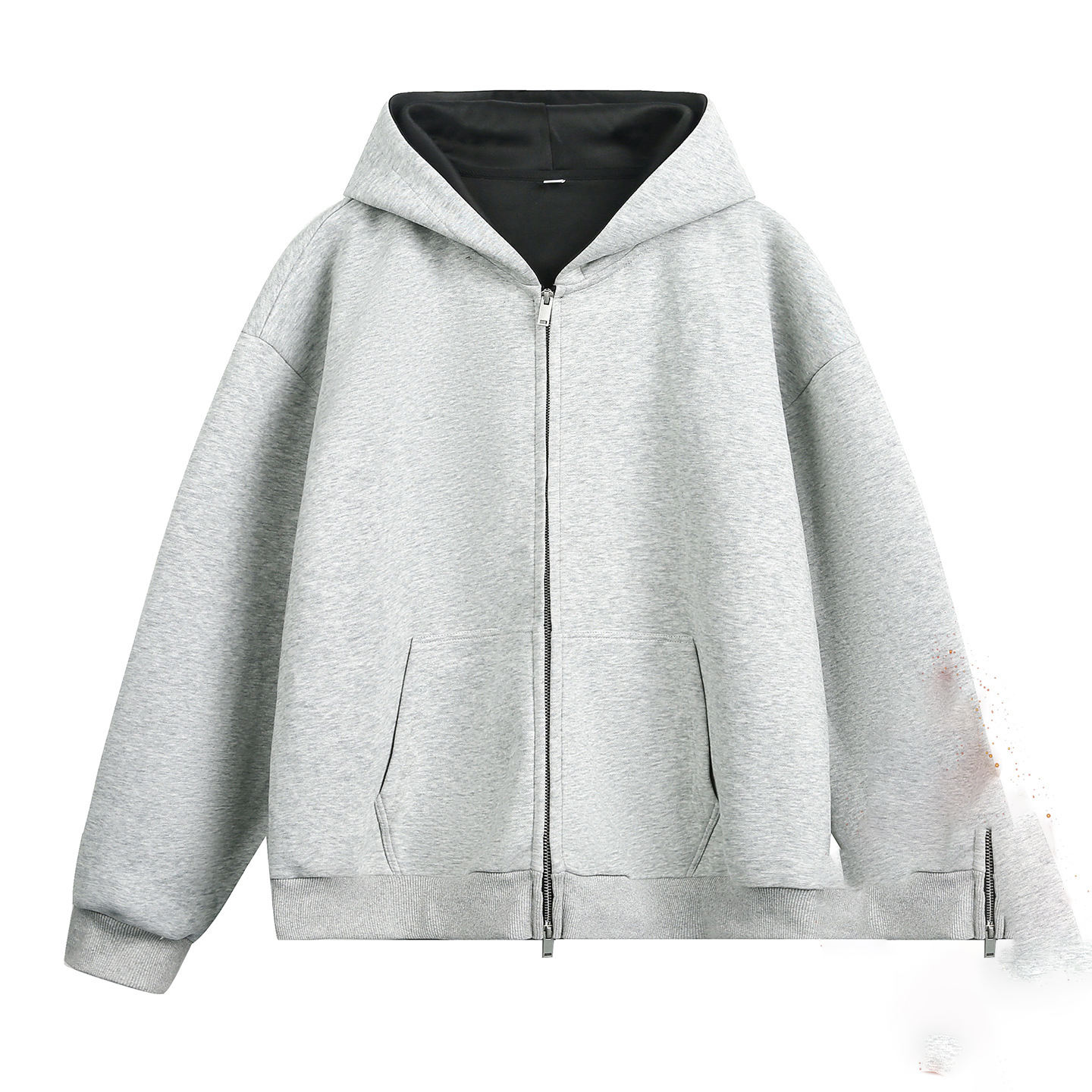 ผ้าฟลีซสีเทาลายดอกไม้