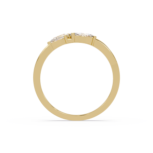 Bague de fiançailles moderne en or jaune 14 carats avec trois diamants taille marquise, bijoux fins pour femmes - Product Image 3