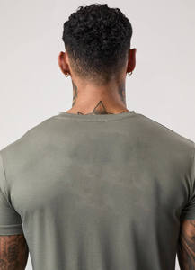 เสื้อยืด5% ยางยืดผ้าฝ้าย95% ยืดหยุ่นสำหรับผู้ชายสไตล์ฮิปฮอปกระชับแบบบางคอกลม200กรัมเสื้อยืดสำหรับยิมของผู้ชาย - Product Image 3