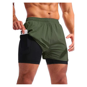 Men's Fitness Workout Double <b>Layer</b> Printed Shorts 2-in-1 Sports Pants Jogging Training Summer Compression Casual Shorts - Product Image 5