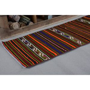 Alfombra turca clásica Vintage de 2,3x6,4 pies, diseño tradicional de retazos rojo y verde, tejido plano de látex de lana, nuevo pasillo de área grande - Product Image 5