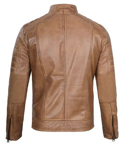 Chaquetas de cuero de bombardero para hombre, prendas de vestir, chaqueta de cuero OEM para hombre con cuello de plumón, diseño informal con servicio - Product Image 6