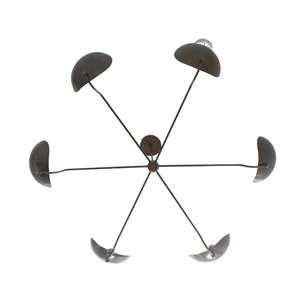 Milieu du siècle moderne 6 lumières nuances incurvées pendentif en laiton brut Sputnik lustre luminaire blanc chaud suspendu pour la décoration de la chambre à la maison - Product Image 4