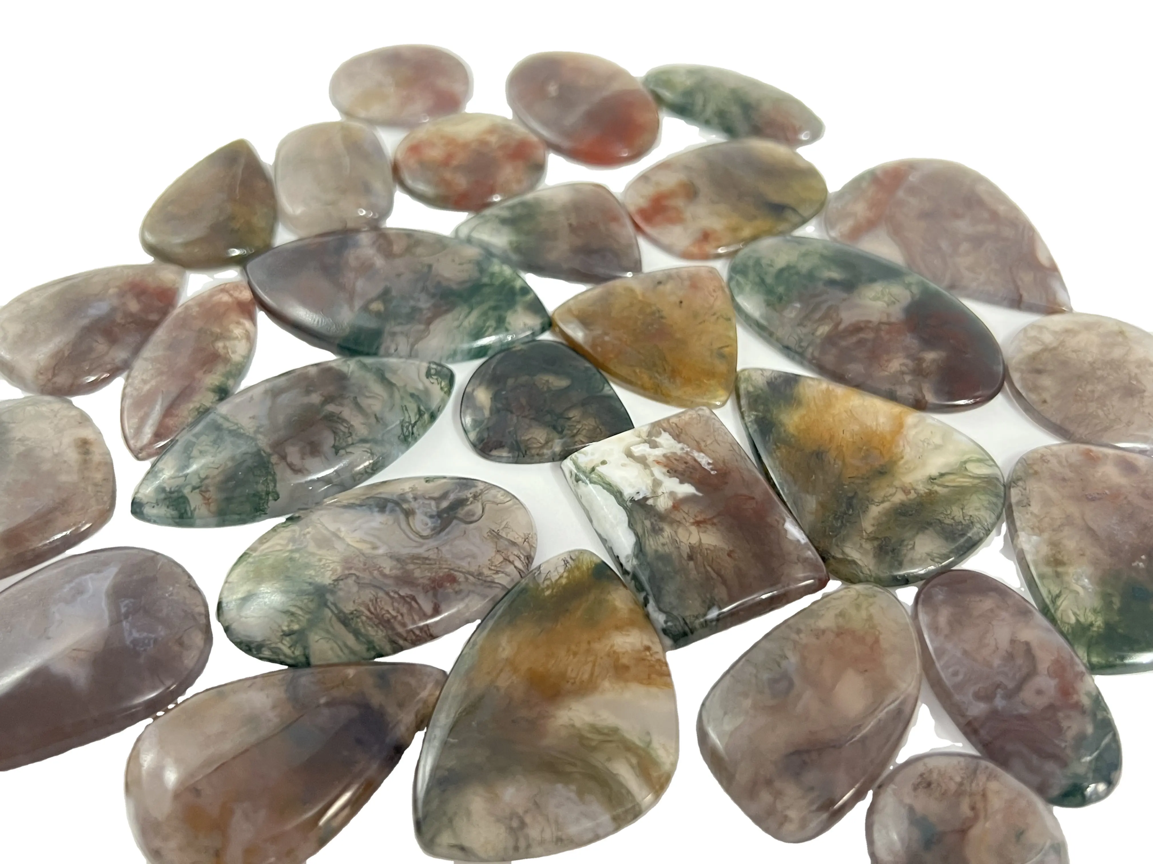 Wholesale Top Quality Mix Shape And Mix Size Jewellery Making Red Moss Agate Cabochon Gemstones Silver Jewelry From India